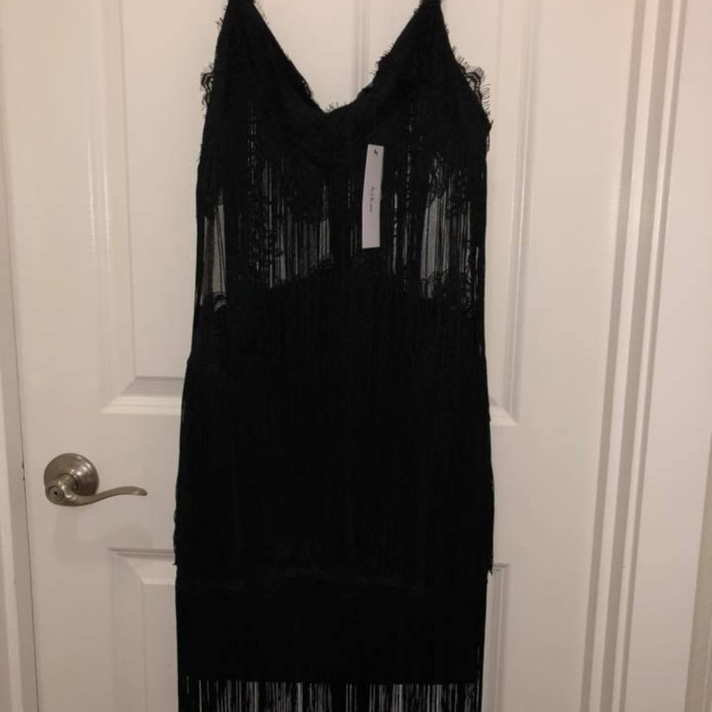 Lace Sequin Fringe Dress